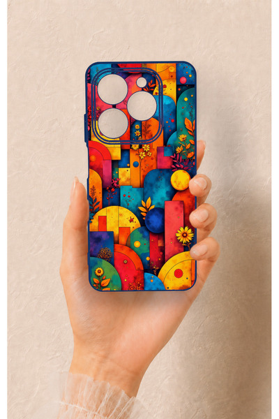 Vip Case Tecno Spark 20C Compatible Colored Geometric Flower Pattern Silicone...