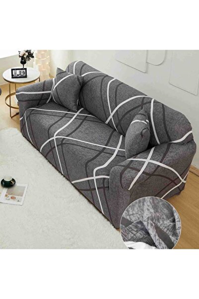 JOJO HOME Husa elastica moderna pentru canapea 3 locuri, spandex / poliester,...