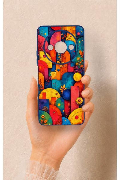 Vip Case Redmi A3 Compatible Colorful Geometric Flower Pattern Silicone Case