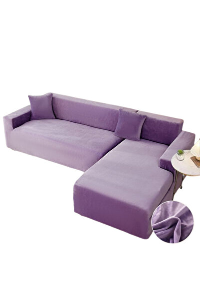 JOJO HOME Set 2 huse elastice pentru coltar, catifea, marime: M+L, lila, HCCJ-12