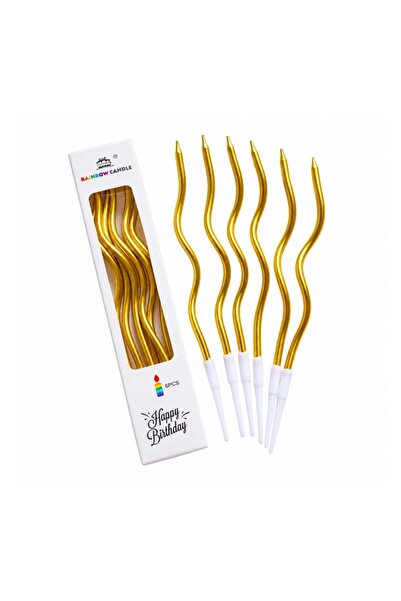Decoratiuni Dulci Lumanari spiralate aurii (set de 6)