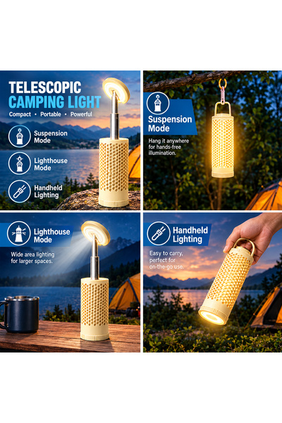 Generic 360° LED Telescopic Camping Light TW-CL3, Portable USB Rechargeable Lantern with Adjustable Head