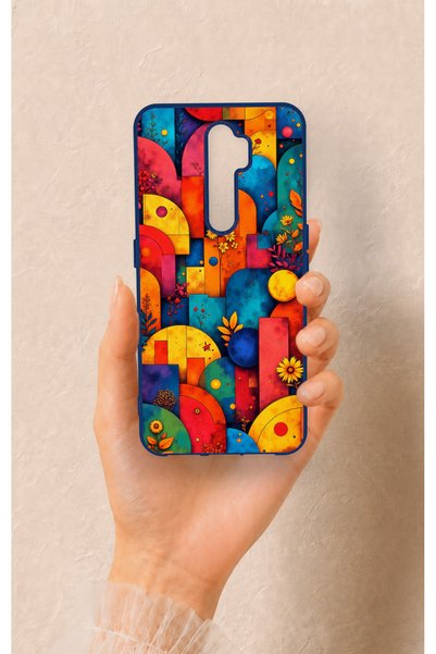 Vip Case Oppo A5 2020 Compatible Colorful Geometric Flower Pattern Silicone Case