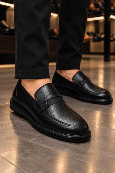 KİNGLE Men's Daily Classic Loafer Shoes – Black 1334