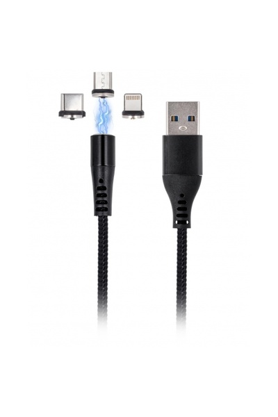 Max Life Cablu de încărcare USB-A - Lightning / microUSB / USB-C MaXlife MXUC...