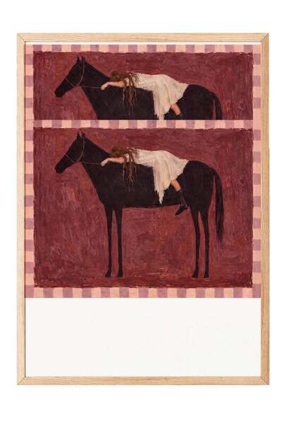 Postifull Woman Lying on a Horse Poster – Wooden Framed Painting No:160381