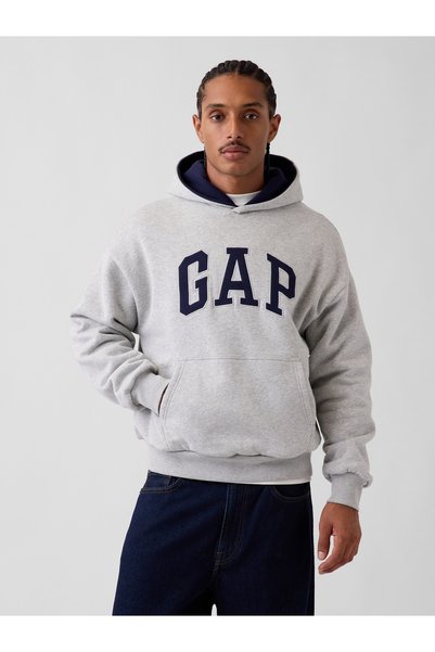 GAP Erkek Gri VintageSoft Reversible Oversized Logo Sweatshirt