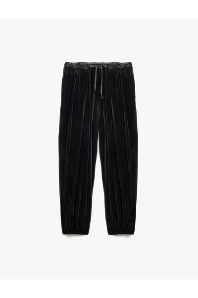 Koton Beli Bağcıklı Cepli Kadife Harem Pantolon