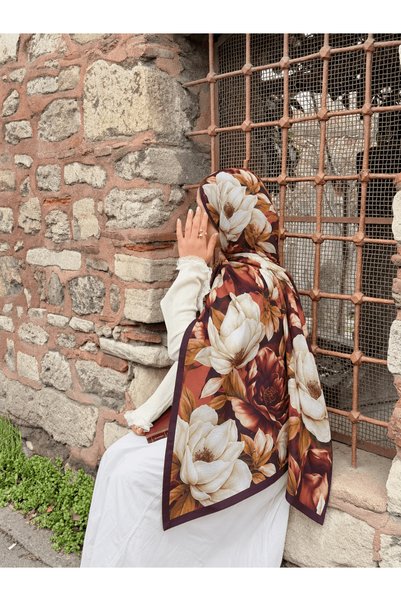 Hepsi Moda Modal Silk Magnolia Dream Shawl - Tile & Stone