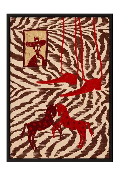 Postifull Zebra Patterned Horses and Portrait Poster – Black Framed Artwork N...
