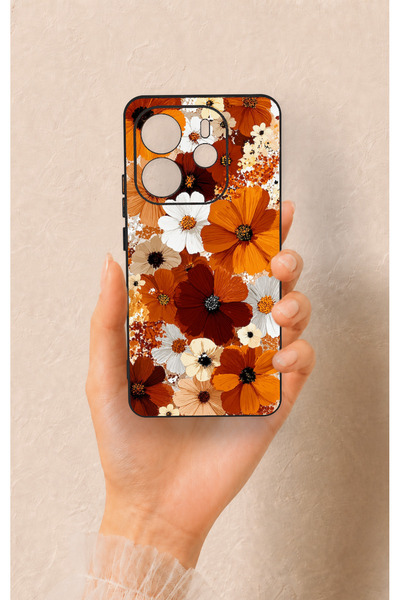 Vip Case Redmi Note 14 4g Compatible Autumn Tone Floral Pattern Silicone Case