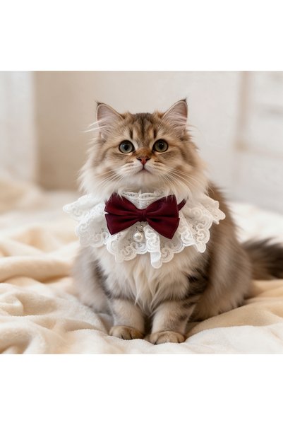 Generic Brand Cute Bow Tie Pearl Cat Collar – Adjustable Pet Bowtie Collar fo...