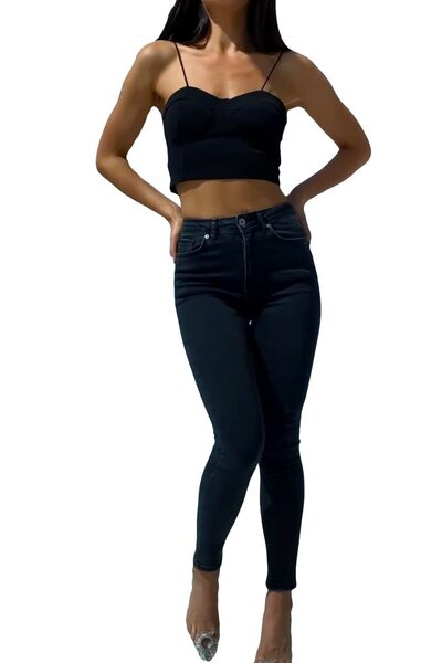 velve Blugi skinny de damă Chiara, cu efect push-up și imprimeu nespălat, Gri...