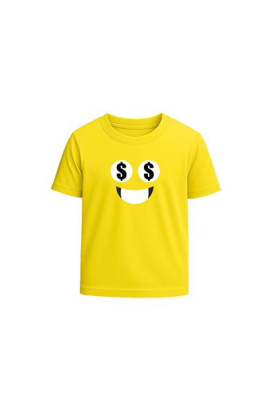 PRINTSHOP4ME Adult Yellow Smiley Face T-Shirt - Unisex Round Neck Short Sleev...