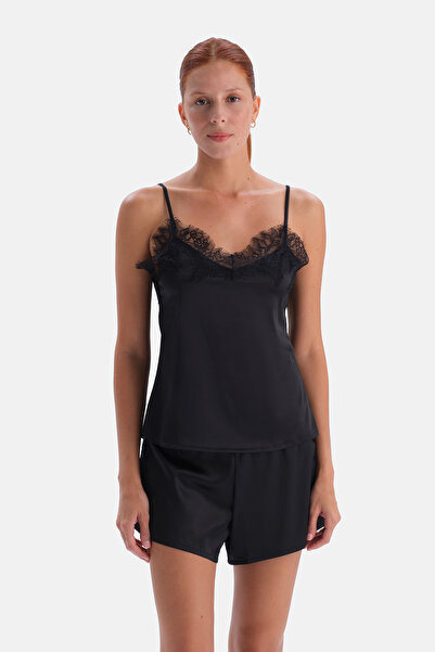 Dagi Black Lace Detailed Camisole and Shorts