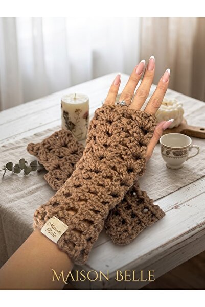 Yerel Üretici Fingerless Long Gloves Hand-Knitted 🧶