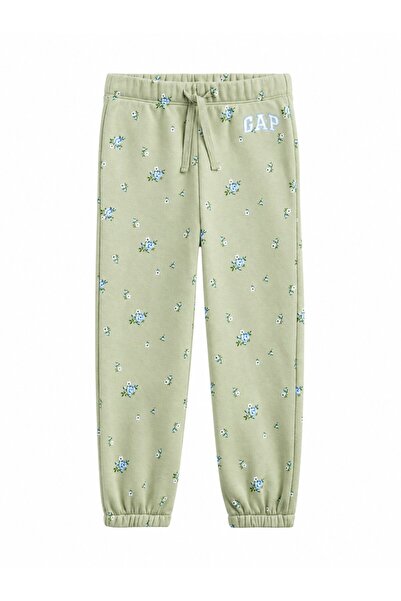 GAP Kids بنطلون رياضي للفتيات من GAP باللون الأخضر مع نمط صغير وحزام خصر مطاط...