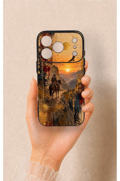 Vip Case iPhone 17 Pro Compatible Steppe Traveler Patterned Silicone Case