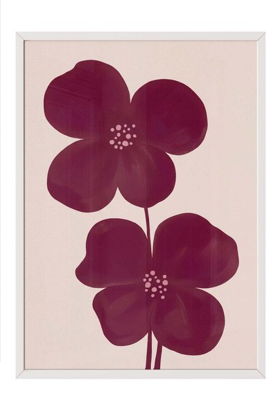 Postifull Poster cu ilustrație florală dublă – Tablou cu ramă albă NR. 160384