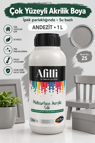 Filli Boya Afilli Multisurface Silk Andezit Akrilik Hobi Boyası Su Bazlı Ahşa...