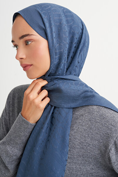 carell Luxury pattern liora cotton shawl denim blue