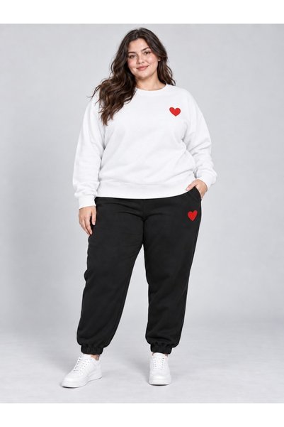 HAI COLLECTİON Unisex Large Size Oversize 100% Cotton Top and Bottom Set Trac...