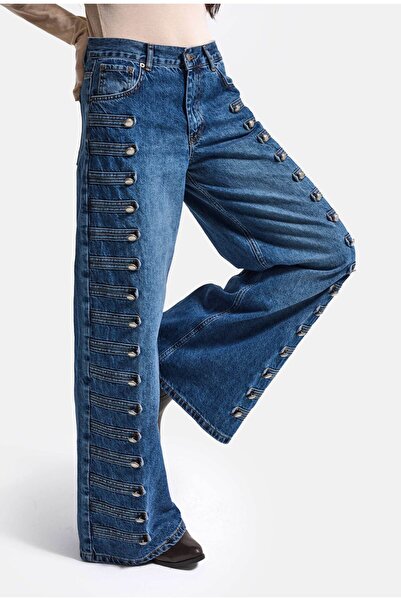 it's basic Kadın 2w6-5 Palazzo Fit Napolyon Tasarım Denim Jean