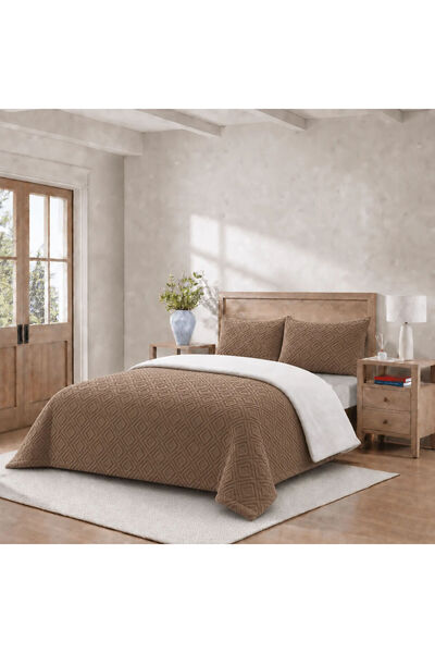 Orange Bed & Bath Diamond Comforter | طقم لحاف شتوي فرو مزدوج 3 قطع
