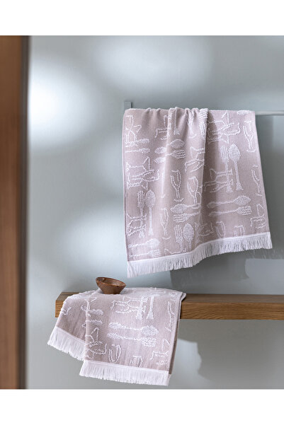 Madame Coco Forke 2-Piece Cotton Kitchen Towel Set - Beige