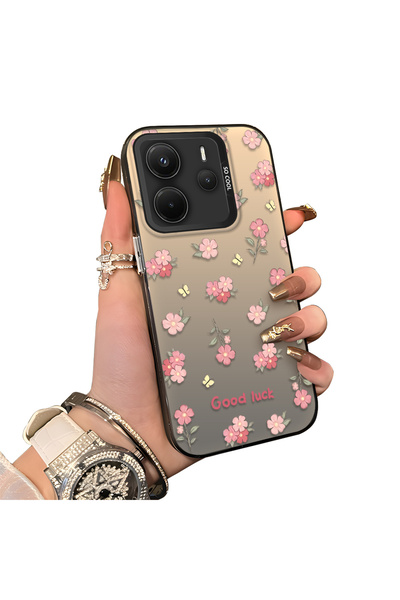 Hontinga Redmi Note 14 Compatible Silicone Edge Hard Back Case Floral Pattern...