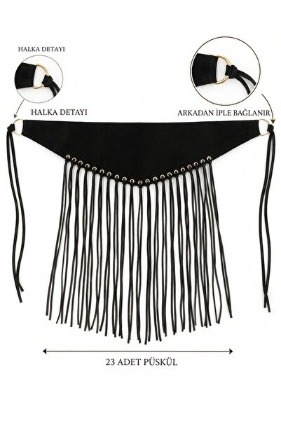 Fiori Women's Suede Tassel Corset Belt - Western Boho Style Tie-Back Waist Belt