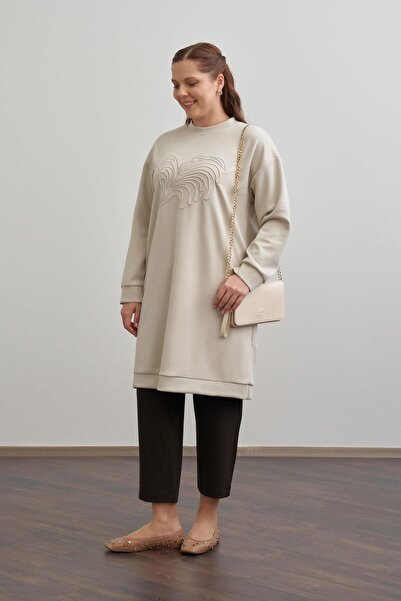 ALLDAY Yumuşak Dokulu Nakışlı Büyük Beden Sweatshirt