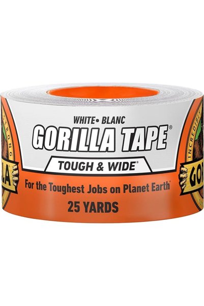 GORILLA شريط لاصق متين وعريض، 2.88 بوصة × 25 ياردة، أبيض، (عبوة واحدة)