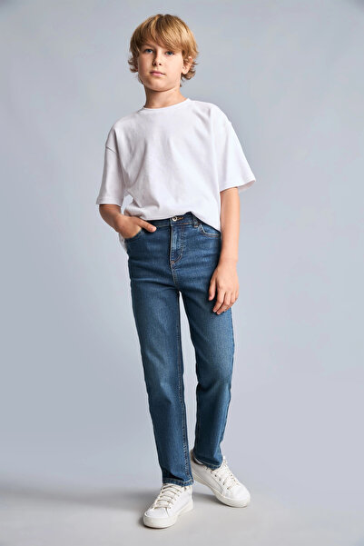 DeFacto F0455A8NM41 Pantaloni din denim verde, croială dreaptă, clasică, pent...