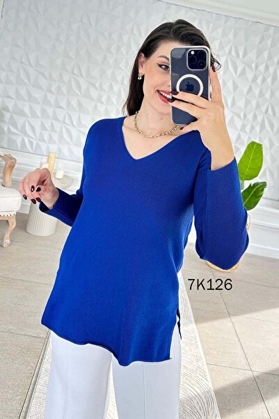 İnce Topuk V-Neck Knitwear Blouse 7K126