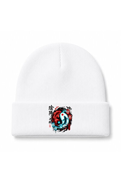 Rabona Fashion Japanese Yin Yang Koi Fish Sakura Lantern Graphic Beanie