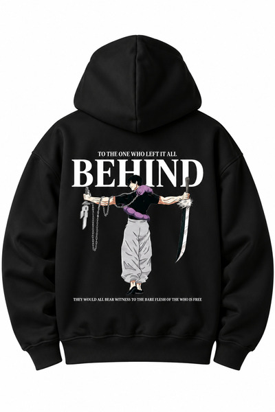 Print Style Siyah Anime Baskılı Oversize Hoodie – Unisex Kapüşonlu Sweatshirt