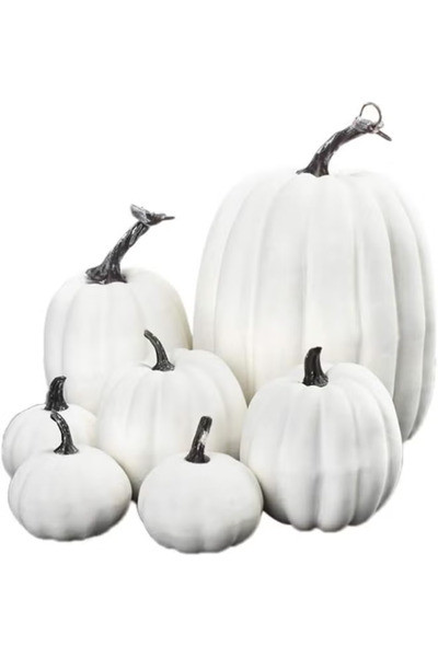 GGEROU 7PCS Thanksgiving White Pumpkin Decorations Various Sizes Pumpkin Deco...