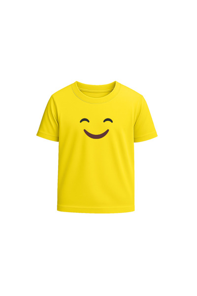 PRINTSHOP4ME Adult Unisex Yellow Emoji T-shirt - Round Neck Short Sleeve Cott...
