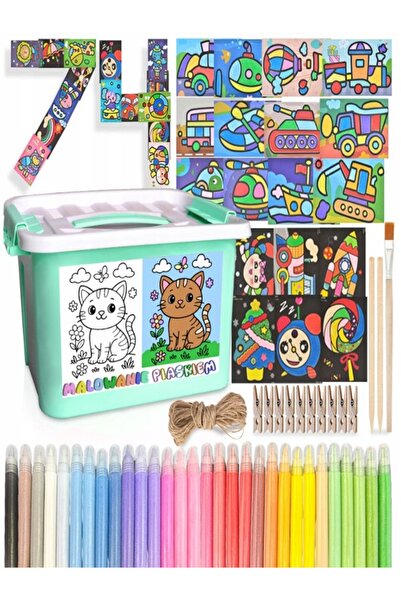 Siotay Set pictură cu nisip educativ fără murdărie, kit art manual creativ, j...