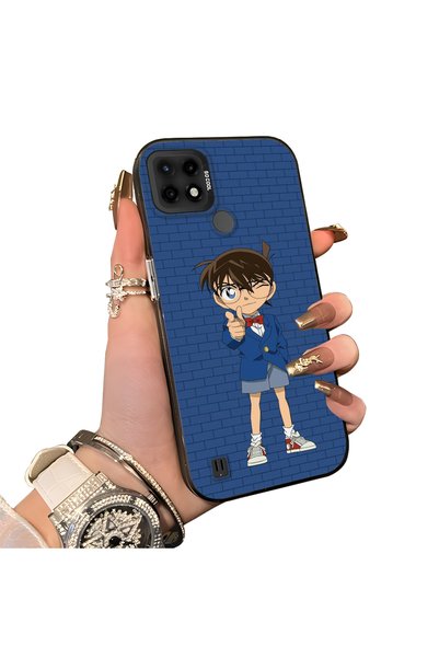 Hontinga Realme C21 Compatible Silicone Edge Hard Back Case Konan Patterned C...