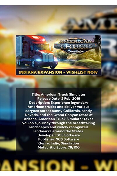 OEM Poster Infografic American Truck Simulator, Joc Camioane, Carton 250g, A4