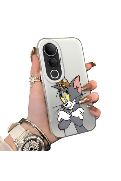Hontinga Vivo V50 Lite Compatible Silicone Edge Hard Back Case with Mouse Pat...
