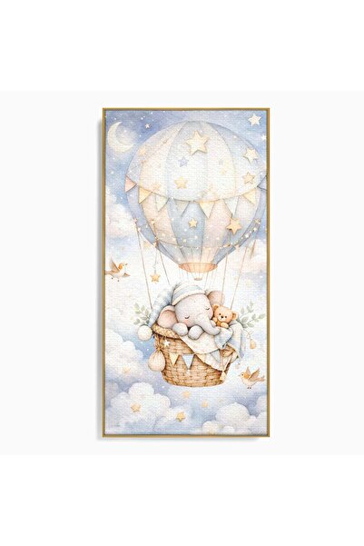 Luxcanva Tablou Canvas Vis Deasupra Norilor 60x120 cm cu Rama Auriu Elefant B...