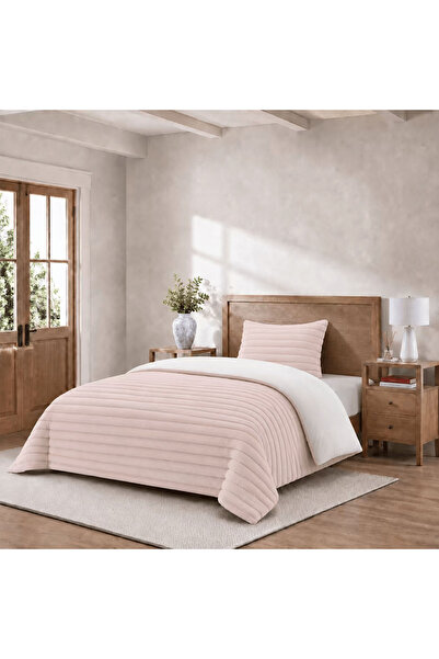 Orange Bed & Bath Stripe Comforter | طقم لحاف شتوي فرو مفرد قطعتين