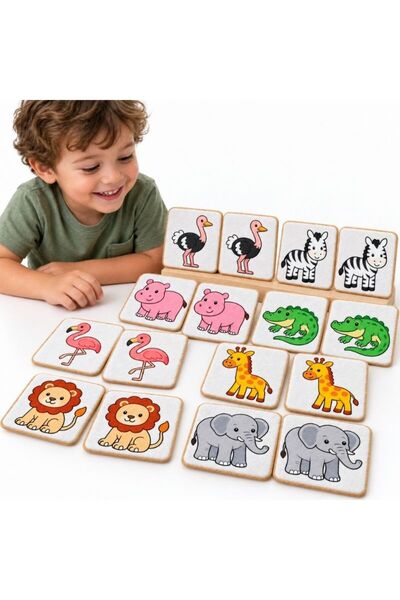 Modakids Animals Themed Memory and Matching Game 16 Cards 8 Pairs 10X10 cm An...
