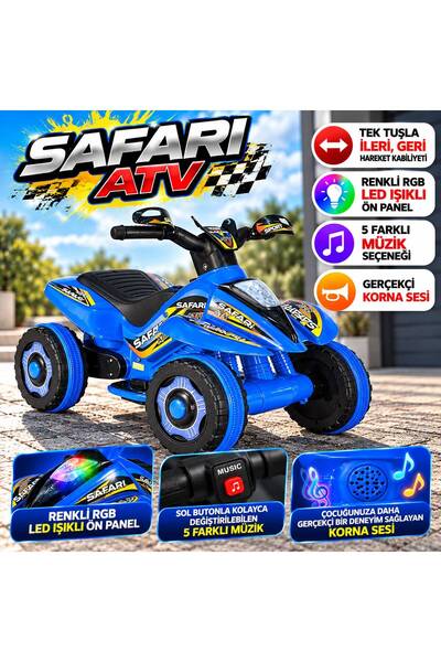 POZART Akülü Atv Safari 6volt Led Işıklı Müzikli Kornalı 6volt ÖNERİLEN YAŞ =1-6