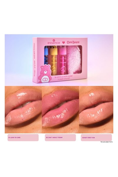 Essence_Kozmetik Care Bears Lip Oil Trio & Fluffy Holder