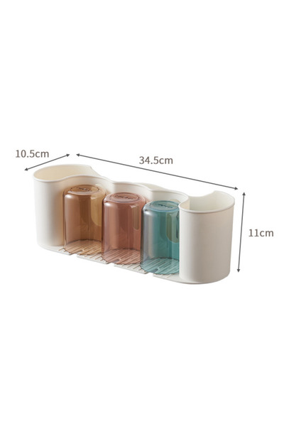 OEM Suport perete pentru periuțe de dinți cu 3 pahare, economisire spațiu, polipropilenă, 10.5 x 34.5 x 11 cm, SHYE-6292-2