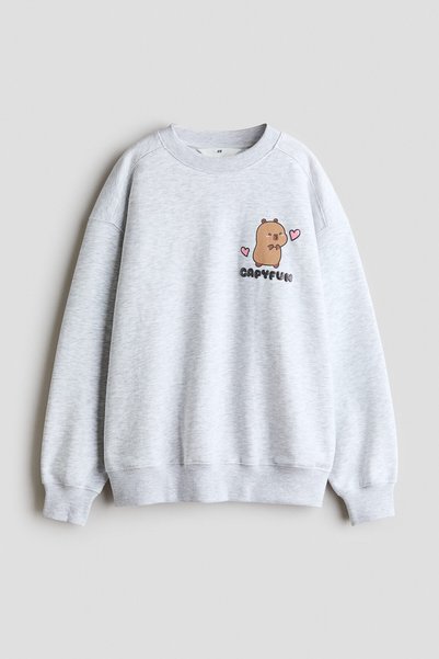 H&M Baskılı ve İçi Tüylü Sweatshirt